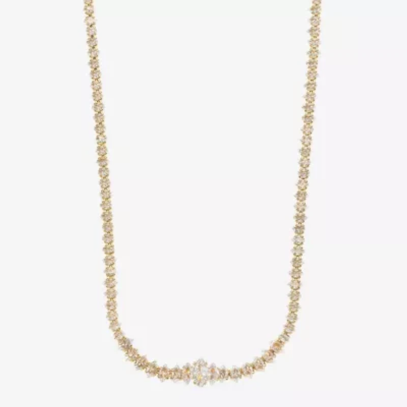 Sparkle Allure Womens Cubic Zirconia 14K Gold Over Brass 16 Inch Tennis Necklace