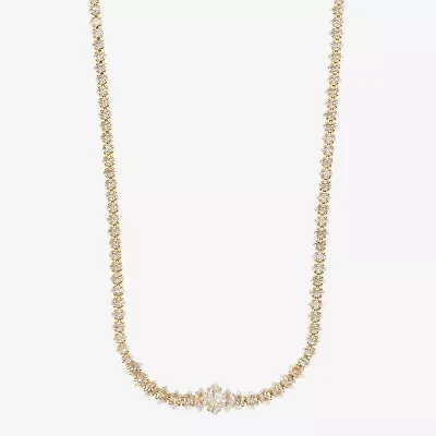 Sparkle Allure Womens Cubic Zirconia 14K Gold Over Brass 16 Inch Tennis Necklace