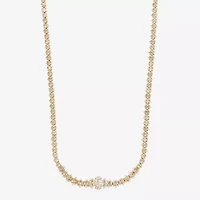Sparkle Allure Womens Cubic Zirconia 14K Gold Over Brass 16 Inch Tennis Necklace