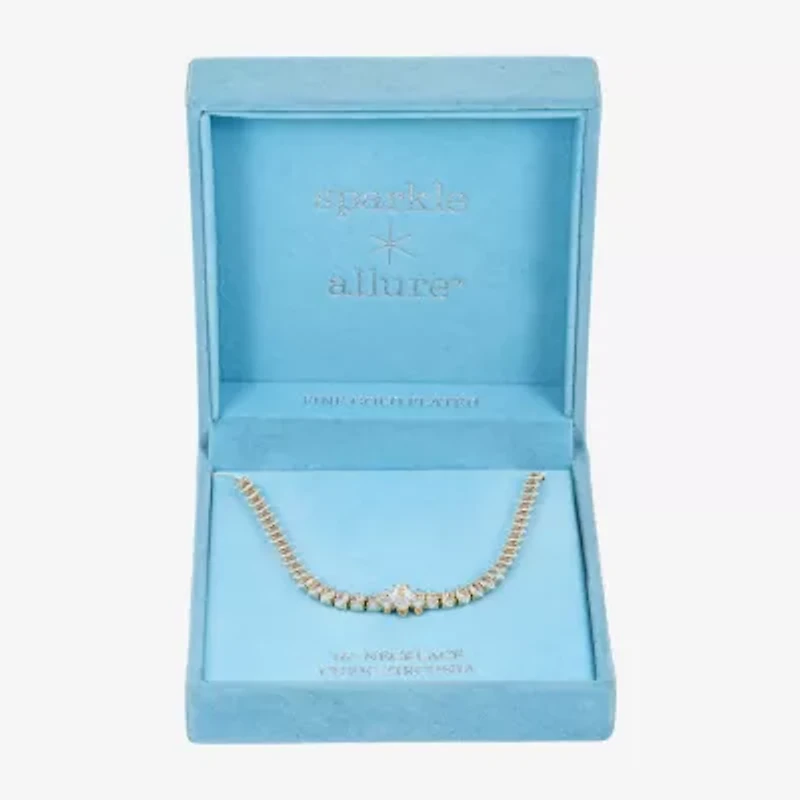 Sparkle Allure Womens Cubic Zirconia 14K Gold Over Brass 16 Inch Tennis Necklace