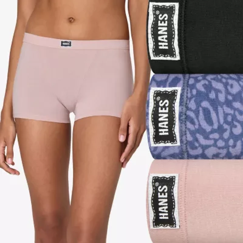 Hanes Womens Average Figure 3 Pack Multi-Pack Boyshort Panty 45vobb