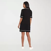 London Times Womens Short Sleeve Sweater Dress