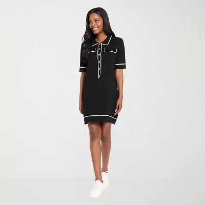 London Times Womens Short Sleeve Sweater Dress