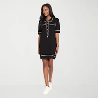 London Times Womens Short Sleeve Sweater Dress