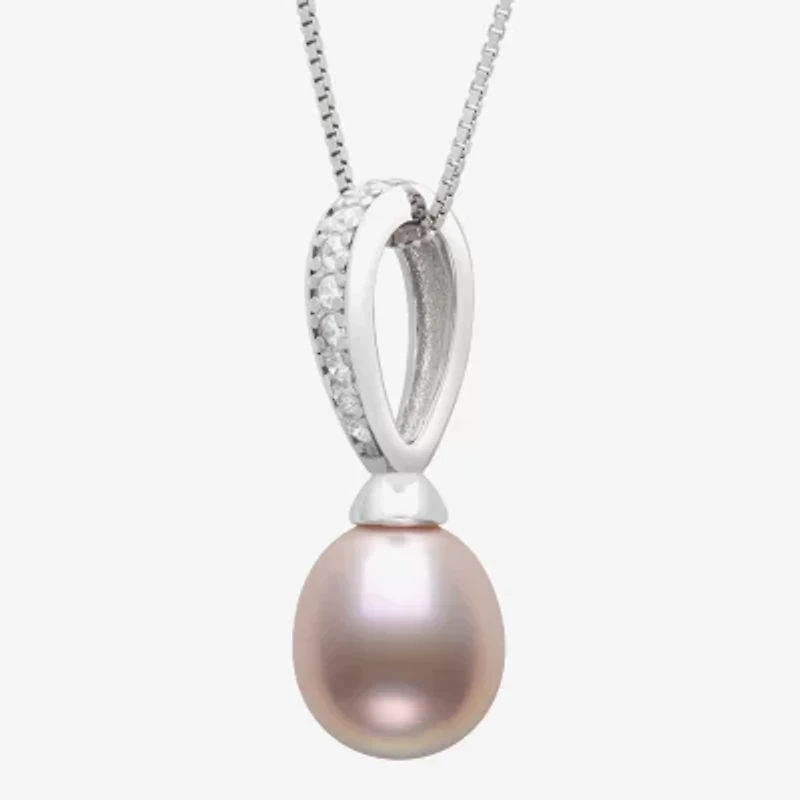 Womens Cultured Freshwater Pearl Sterling Silver 18 Inch Pendant Necklace