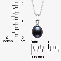 Womens Black Cultured Freshwater Pearl Sterling Silver 18 Inch Pendant Necklace