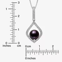 Womens Black Cultured Freshwater Pearl Sterling Silver 18 Inch Pendant Necklace