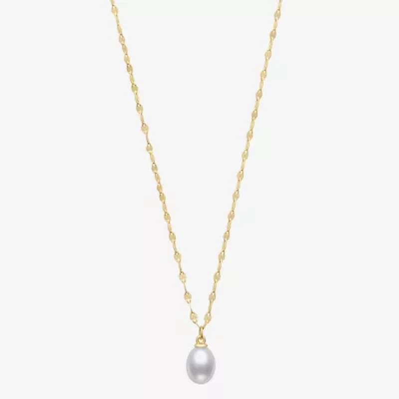 Yes, Please! Womens Genuine White 14K Gold Over Silver Round 18 Inch Pendant Necklace