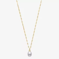 Yes, Please! Womens Genuine White 14K Gold Over Silver Round 18 Inch Pendant Necklace