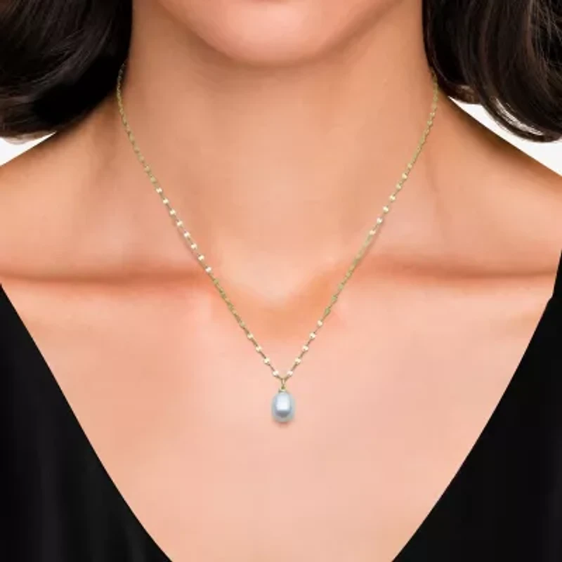 Yes, Please! Womens Genuine White 14K Gold Over Silver Round 18 Inch Pendant Necklace