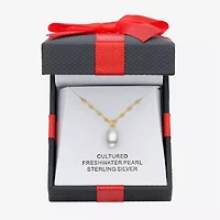 Yes, Please! Womens Genuine White 14K Gold Over Silver Round 18 Inch Pendant Necklace