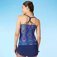 Free Country Womens Stretch Fabric Chevron Tankini Swimsuit Top