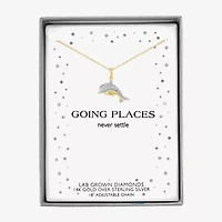 Diamond Accent (G-H, Si2-I1), Dolphin Womens Diamond Accent Lab Grown White Diamond Accent 14K Gold Over Silver 16 Inch Pendant Necklace