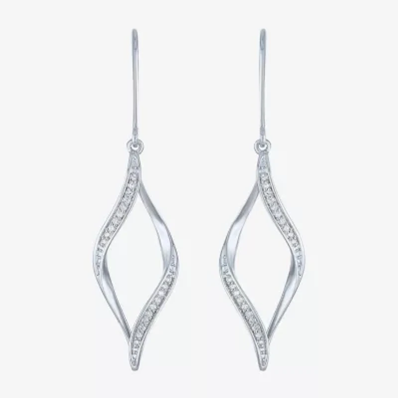 (G-H,Si2-I1) Womens 1/10 CT. T.W. Lab Grown White Diamond Sterling Silver Drop Earrings
