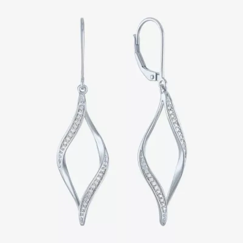 (G-H,Si2-I1) Womens 1/10 CT. T.W. Lab Grown White Diamond Sterling Silver Drop Earrings