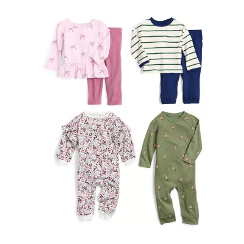 Okie Dokie Baby Girls Round Neck Long Sleeve Jumpsuit