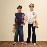 Disney Collection Little & Big Kid Girls Fleece Minnie Mouse Midweight Varsity Jacket