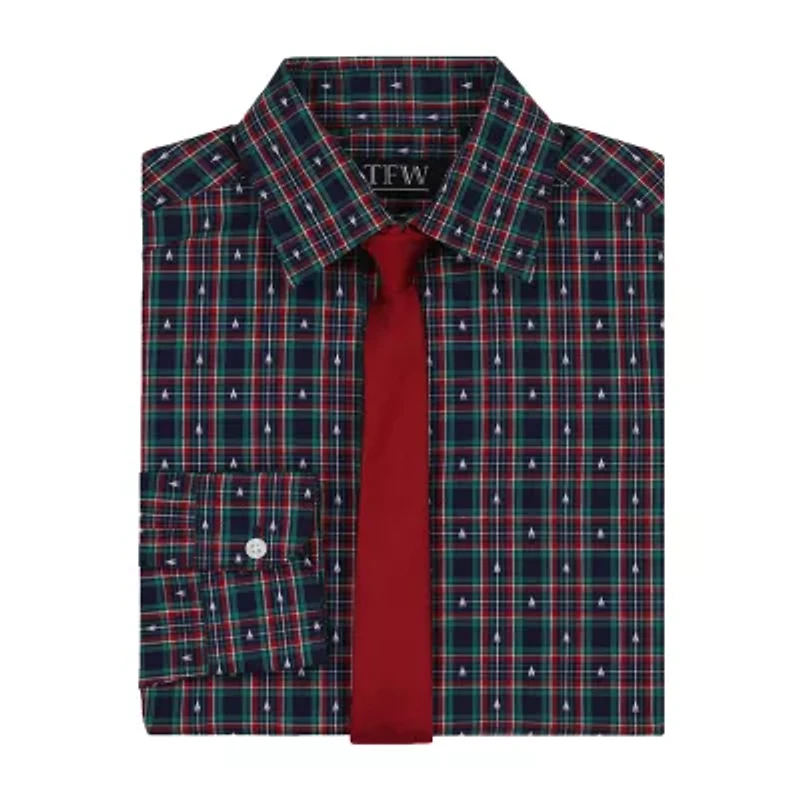 TFW Little & Big Kid Boys Long Sleeve Point Collar Shirt + Tie Set