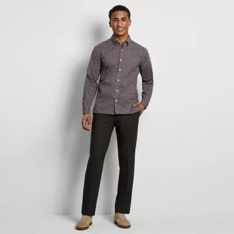 Van Heusen Everyday Defense Stain Shield Mens Long Sleeve Slim Fit Stretch Fabric Wrinkle Free Button-Down Shirt