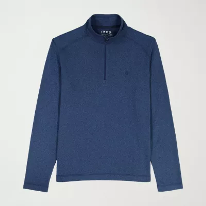 IZOD Saltwater Microfleece Mens Long Sleeve Quarter-Zip Pullover