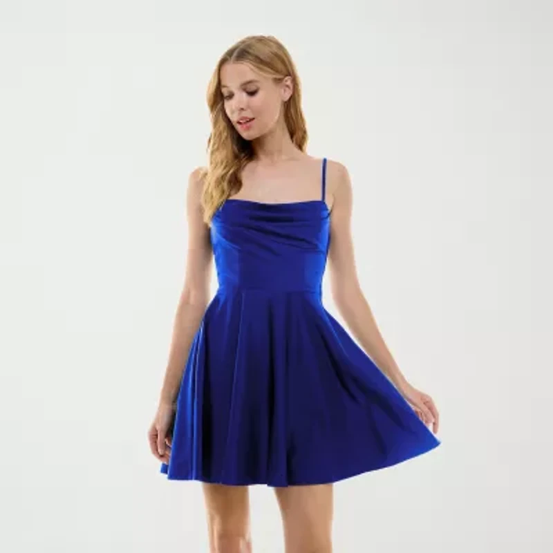 City Triangle Womens Embellished Fit + Flare Dress Juniors