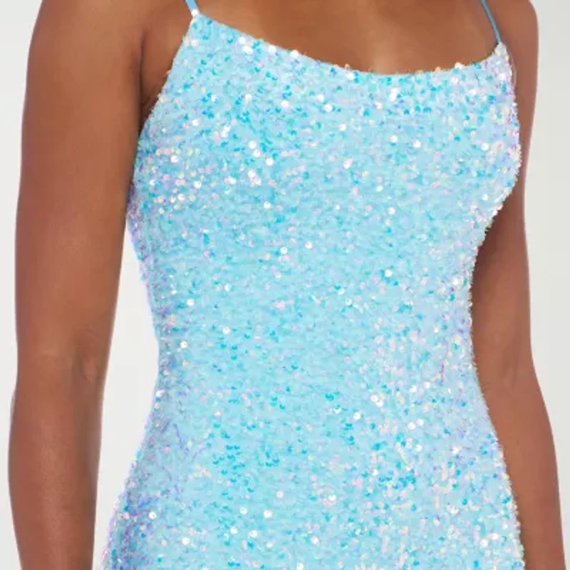 B. Smart Womens Juniors Sleeveless Sequin Velvet Bodycon Dress