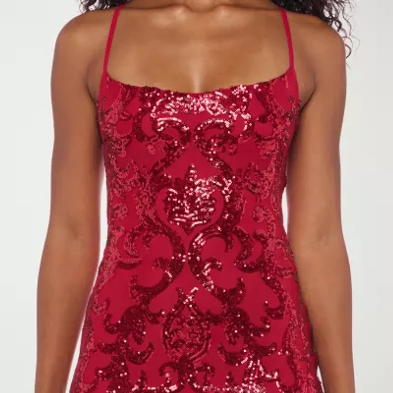 B. Smart Womens Sleeveless Sequin Juniors Bodycon Dress