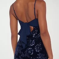 B. Smart Womens Juniors Sleeveless Sequin Velvet Bodycon Dress