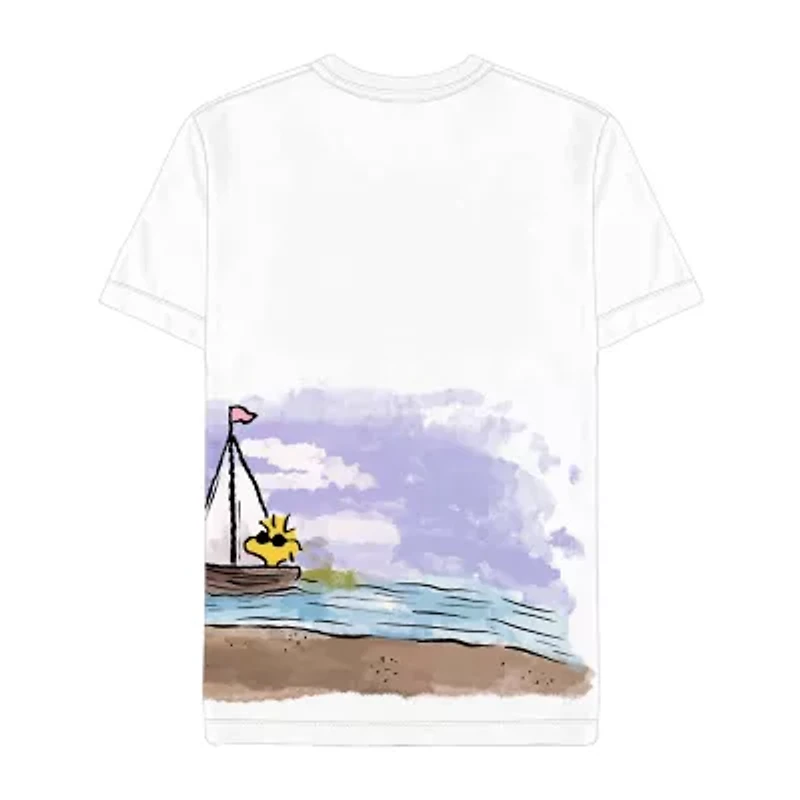 Mens Crew Neck Short Sleeve Regular Fit Peanuts Graphic T-Shirt