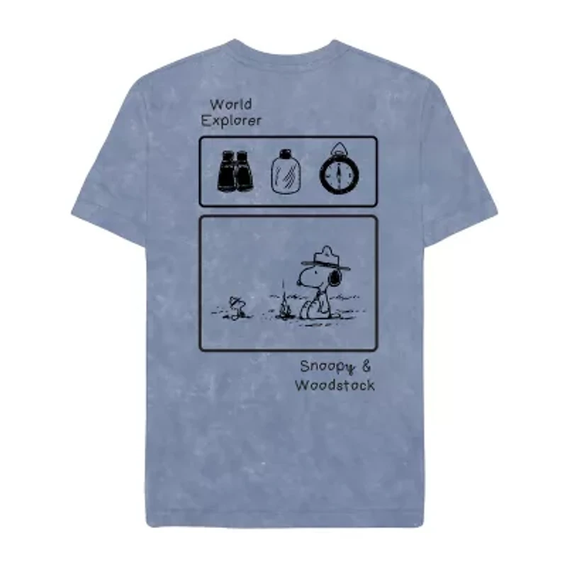 Mens Crew Neck Short Sleeve Regular Fit Peanuts Graphic T-Shirt