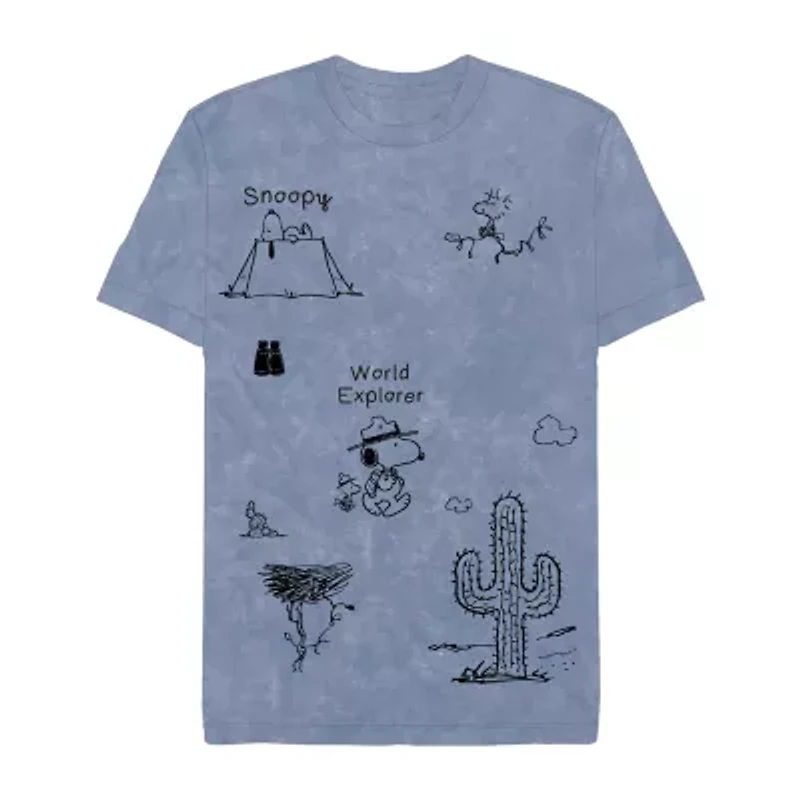 Mens Crew Neck Short Sleeve Regular Fit Peanuts Graphic T-Shirt