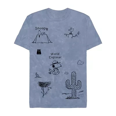 Mens Crew Neck Short Sleeve Regular Fit Peanuts Graphic T-Shirt