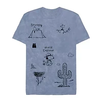 Mens Crew Neck Short Sleeve Regular Fit Peanuts Graphic T-Shirt