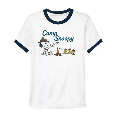 Mens Crew Neck Short Sleeve Regular Fit Peanuts Graphic T-Shirt