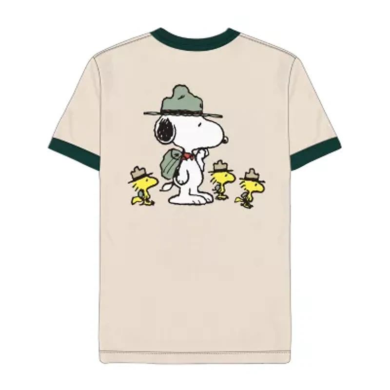 Mens Crew Neck Short Sleeve Regular Fit Peanuts Graphic T-Shirt