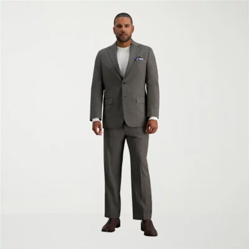Haggar JMH Mens Plaid Stretch Fabric Classic Fit Flat Front Suit Pant