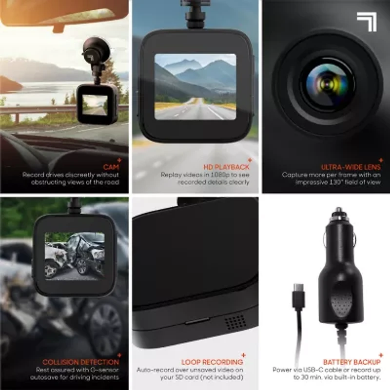 Sharper Image® Dash Cam HD Driving Recorder