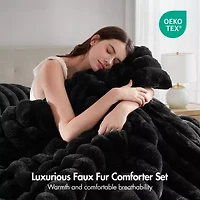 Madison Park Dahlia Faux Fur 3-pc. Midweight Comforter Set