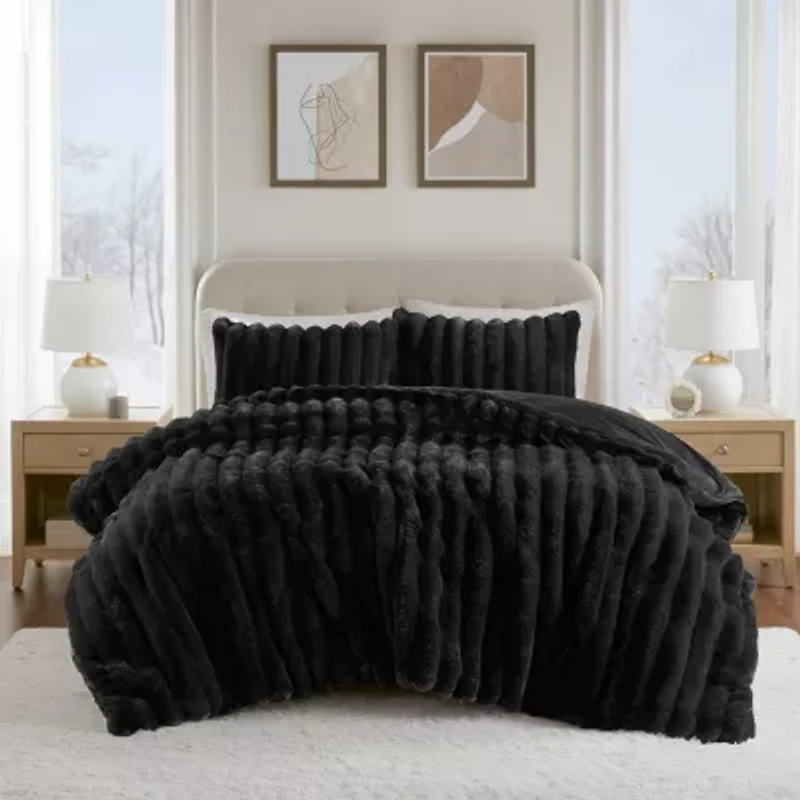 Madison Park Dahlia Faux Fur 3-pc. Midweight Comforter Set