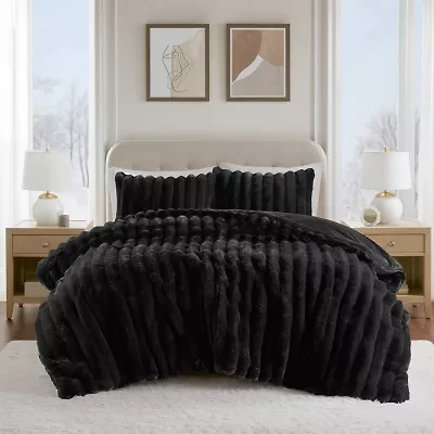 Madison Park Dahlia Faux Fur 3-pc. Midweight Comforter Set