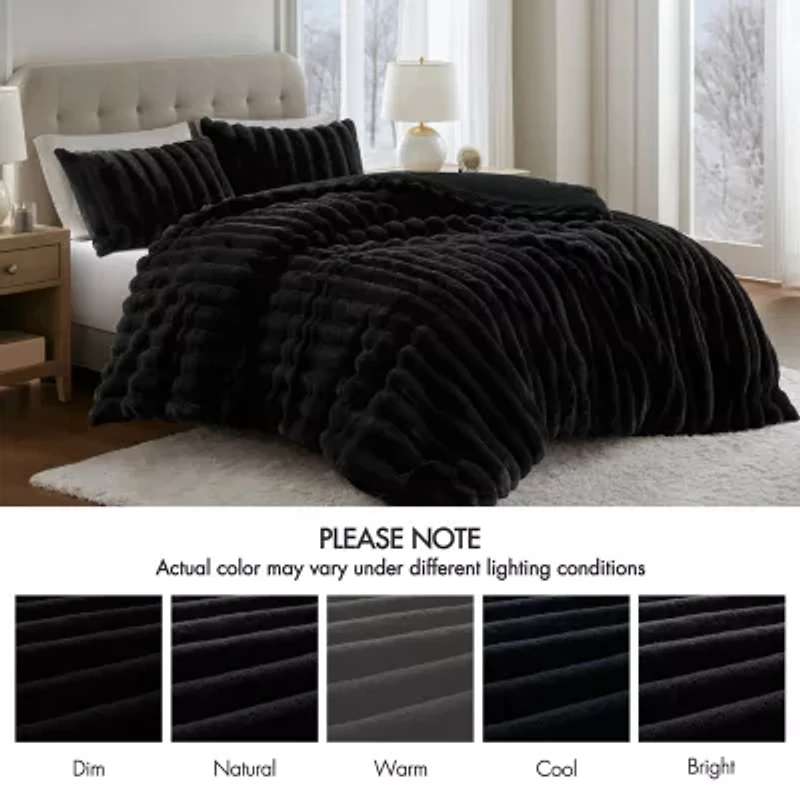 Madison Park Dahlia Faux Fur 3-pc. Midweight Comforter Set