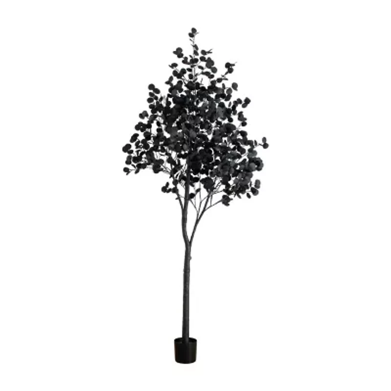 Nearly Natural 9ft Pre-Lit Black Eucalyptus Artificial Tree