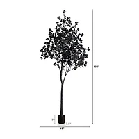 Nearly Natural 9ft Pre-Lit Black Eucalyptus Artificial Tree