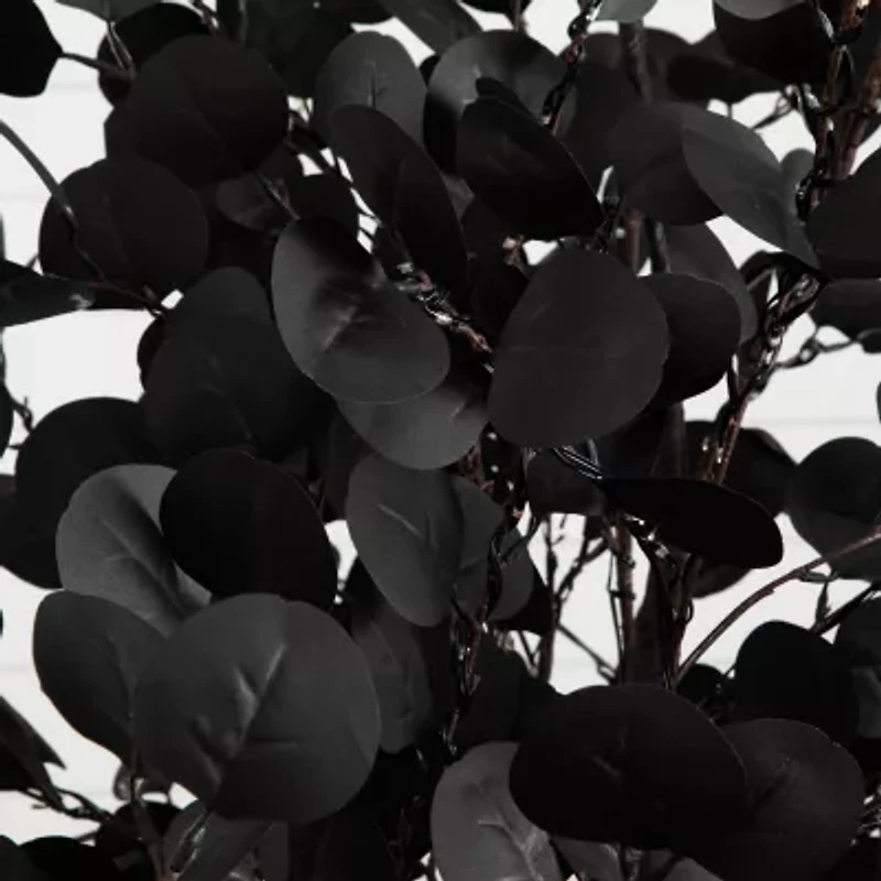 Nearly Natural 9ft Pre-Lit Black Eucalyptus Artificial Tree