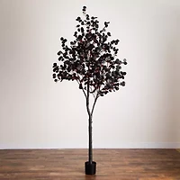 Nearly Natural 9ft Pre-Lit Black Eucalyptus Artificial Tree