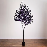 Nearly Natural 9ft Pre-Lit Black Eucalyptus Artificial Tree