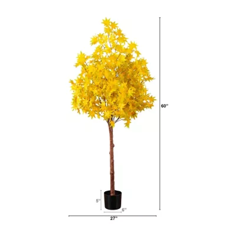 Nearly Natural 5ft Pre-Lit Autumn Maple Artificial Tree
