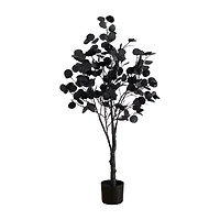Nearly Natural 4ft Pre-Lit Black Eucalyptus Artificial Tree