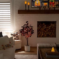 Nearly Natural 4ft Pre-Lit Black Eucalyptus Lighted Indoor Artificial Tree