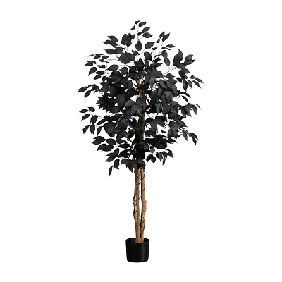 Nearly Natural 4ft Halloween Black Ficus Artificial Tree